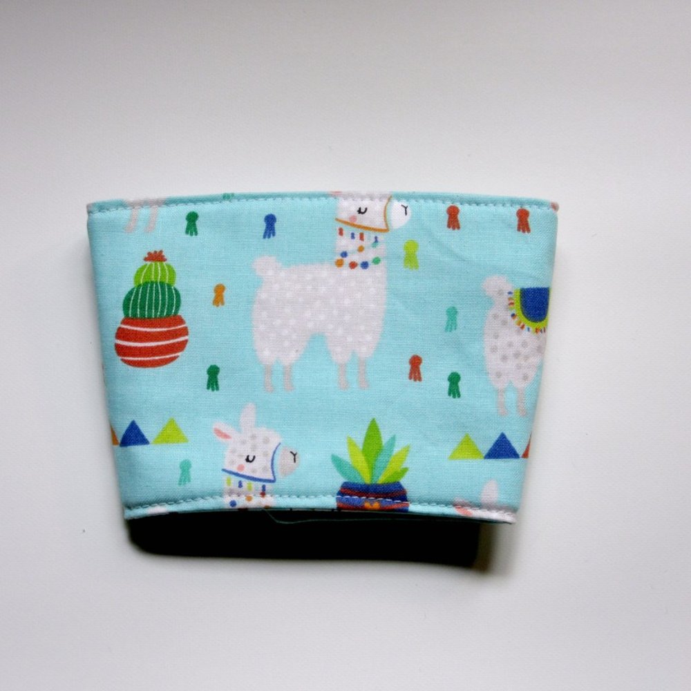 Llama Reusable Fabric Coffee Cozy - Picture 2 of 5